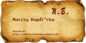 Matity Bogárka névjegykártya